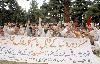 Activists of WAPDA Hydro Electric Central  Labor Union chant slogans in favor of their demands