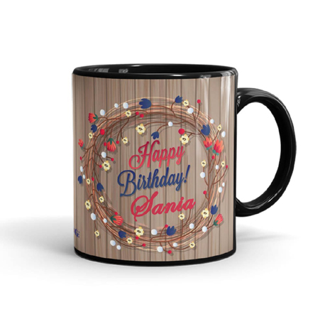 Wooden theme Name Birthday Mug