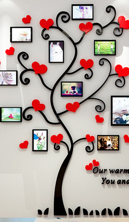 Acrylic Photo Frames Love shape Tree wall Stickers 3d Wall sticker home d?cor