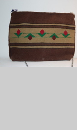 BROWN LEATHER BAG WITH KILIM WORK