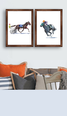 Horse race jokey running sport activity watercolor painting